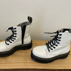 Dr. Martens Jadon Platform Leather Boot -white Polished woman 7, men 8 EEUC
